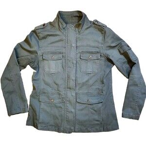 Kensie Jeans Women's Military Style Denim Cargo Jacket Size Large